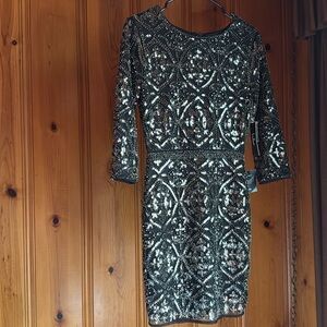 Lulus Bright Night Black Beaded Sequin Bodycon Dress